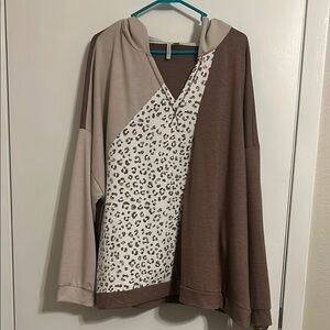 Cato Brown and Cream Leopard Print Sweater